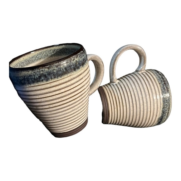 Elite by Gibson ribbed and glazed tapered stoneware mugs. - Picture 2 of 9